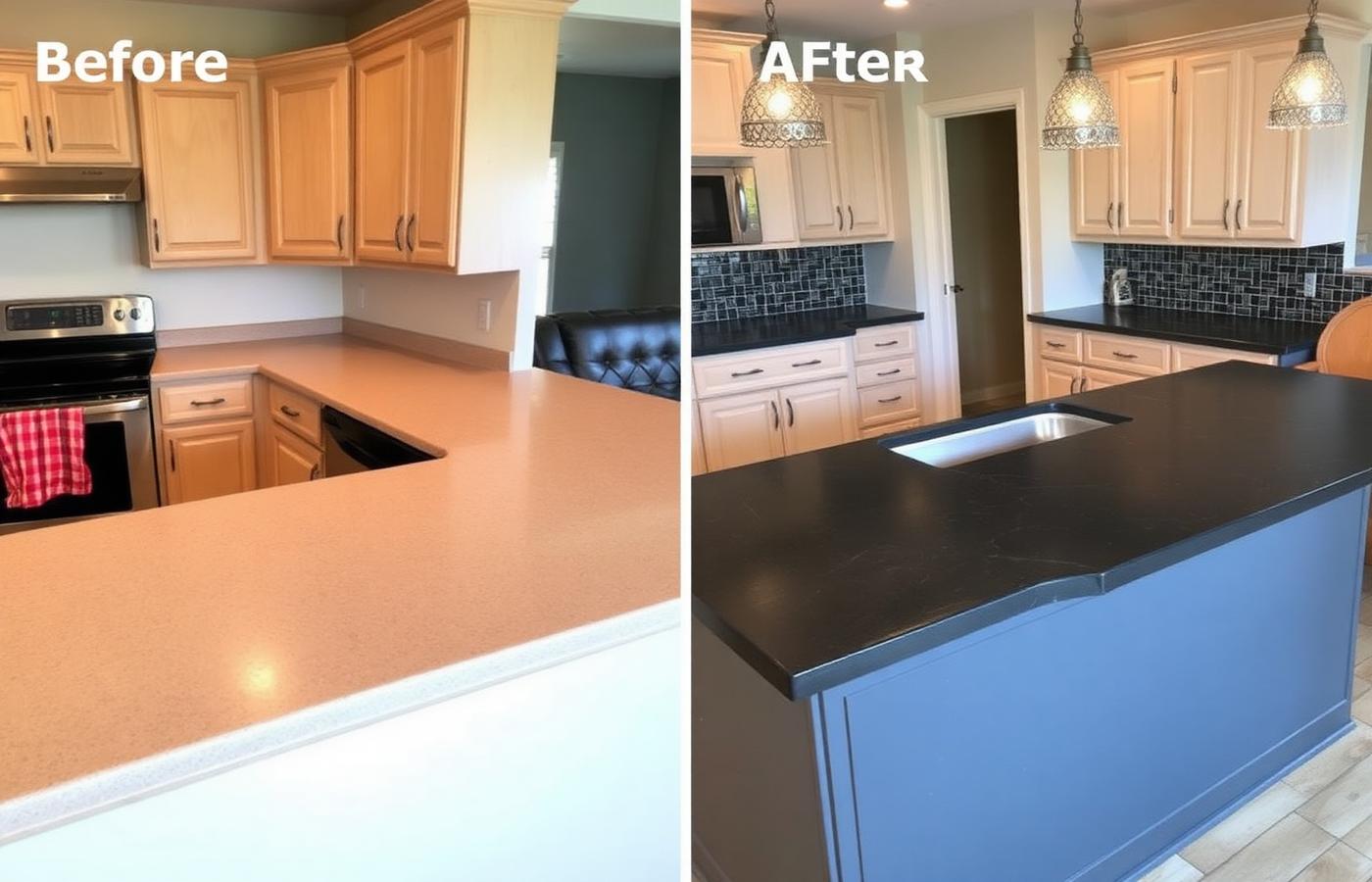 Before and after: Laminate → Stone-look Counters